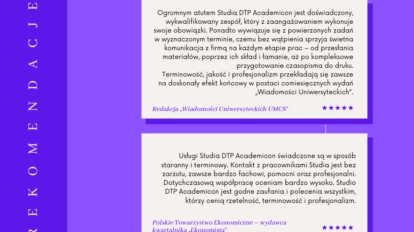 Grafika z rekomendacjami dla Studia DTP Academicon